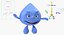 cartoon character water drop 3D model