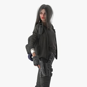 3D model Post Apocalypse Survivor Woman Rigged