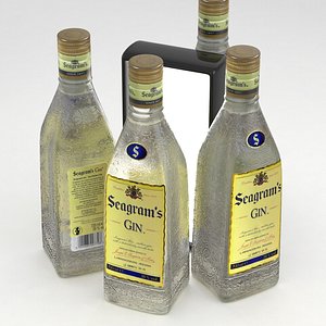 3D model gin alcohol bottle