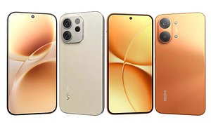 3D Vivo V70 Canary Yellow And Xiaomi Redmi Turbo 5 Max Orange
