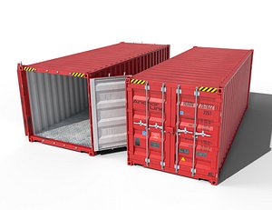 20ft Cargo Container Bright red 3D model