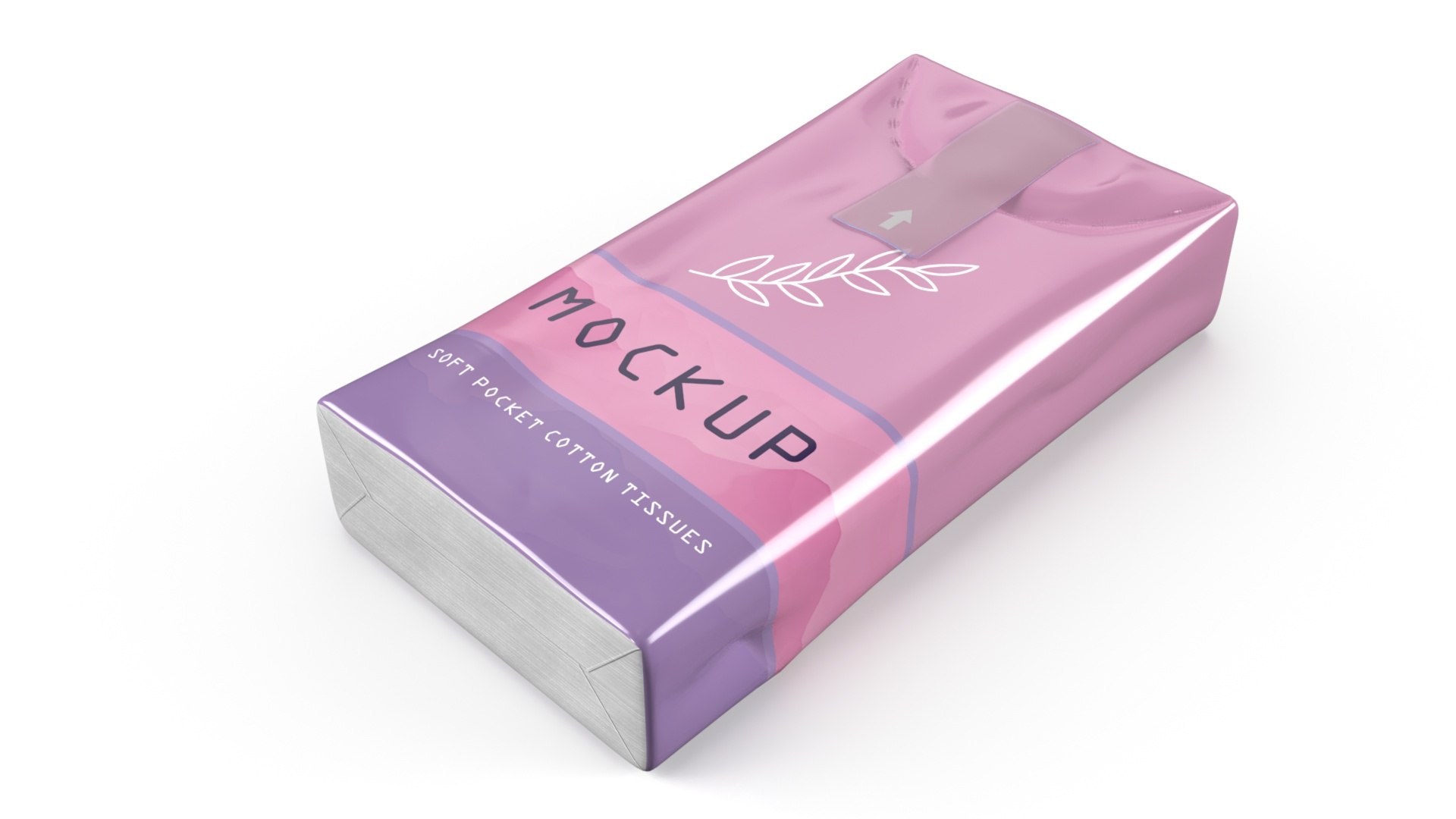 Mockup Paper Handkerchief Pocket Pack Pink 3D model preview