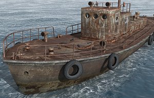 3d old tug ship