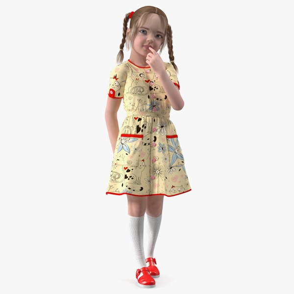 3D Realistic Child Girl Everyday Style Rigged