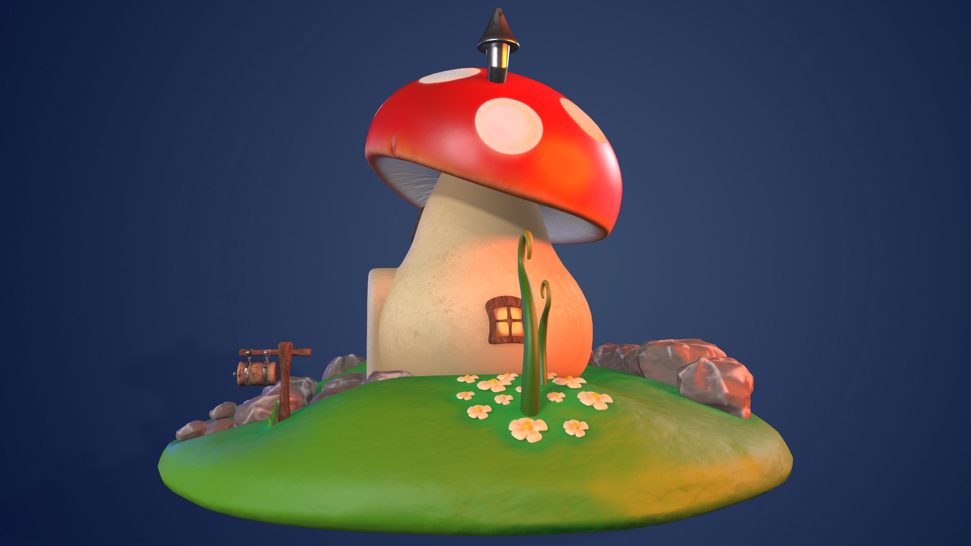 3D Mushroom house cartoon model - TurboSquid 2103105