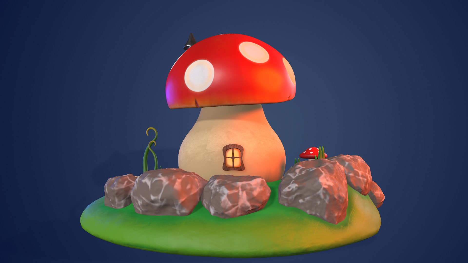 3D Mushroom house cartoon model - TurboSquid 2103105