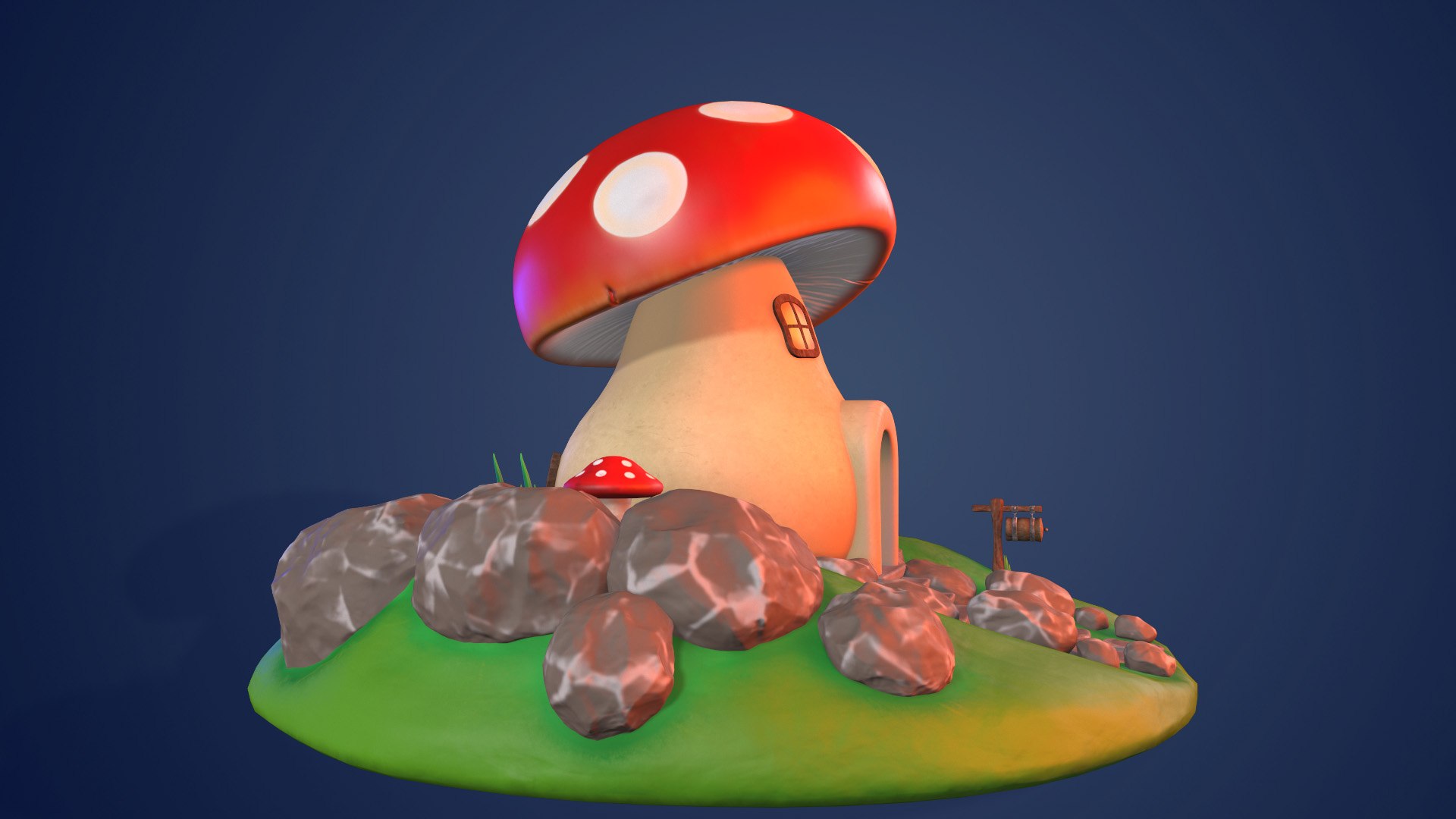 3D Mushroom house cartoon model - TurboSquid 2103105