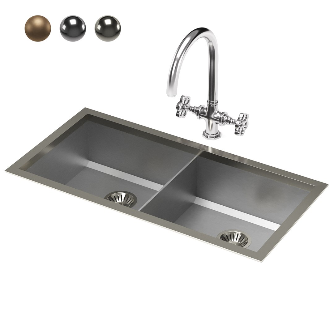Top mounted rectangular sink with divider model - TurboSquid 2005988