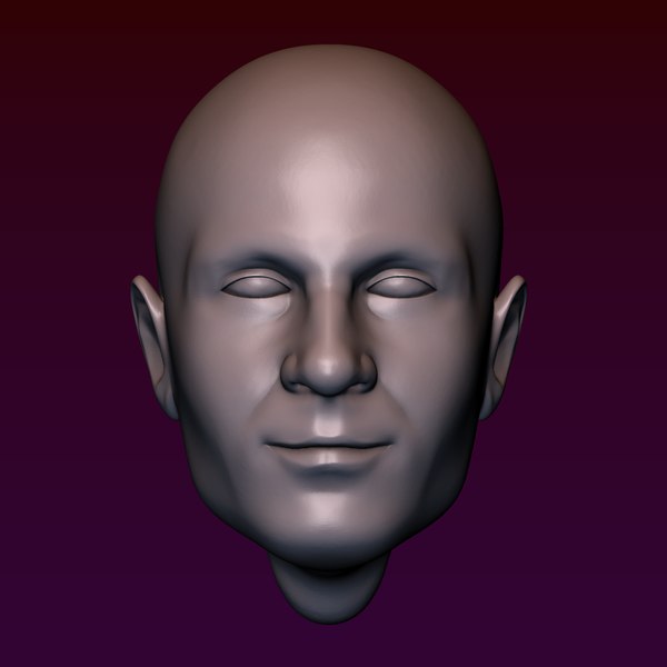 3D Male head 3 bald head