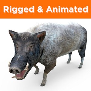Boar Rigged And Animated low poly