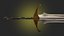 Sword knight weapon PBR game readey low-poly and high-poly 3D model
