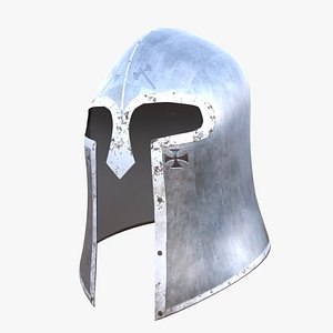 Medieval Great Helm Knight Helmet Low Poly PBR 3D Model 3D model