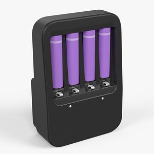 3D model AA and AAA Battery Charger Black with Batteries