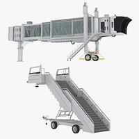 Passenger Airplane Steps and Jetway
