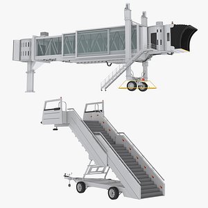 Passenger Airplane Steps and Jetway
