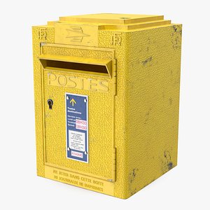 Wall Mounted French Yellow Mailbox 3D model