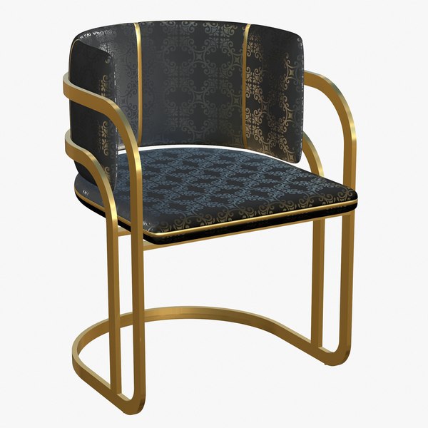 Dining Chair Gold Luxury 3D