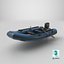 Aufblasbares Motorboot Low-Poly PBR