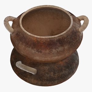 3D Old Medieval Clay set of pots