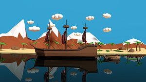 Low poly merchant ship