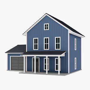 Classic american house with garage 3D