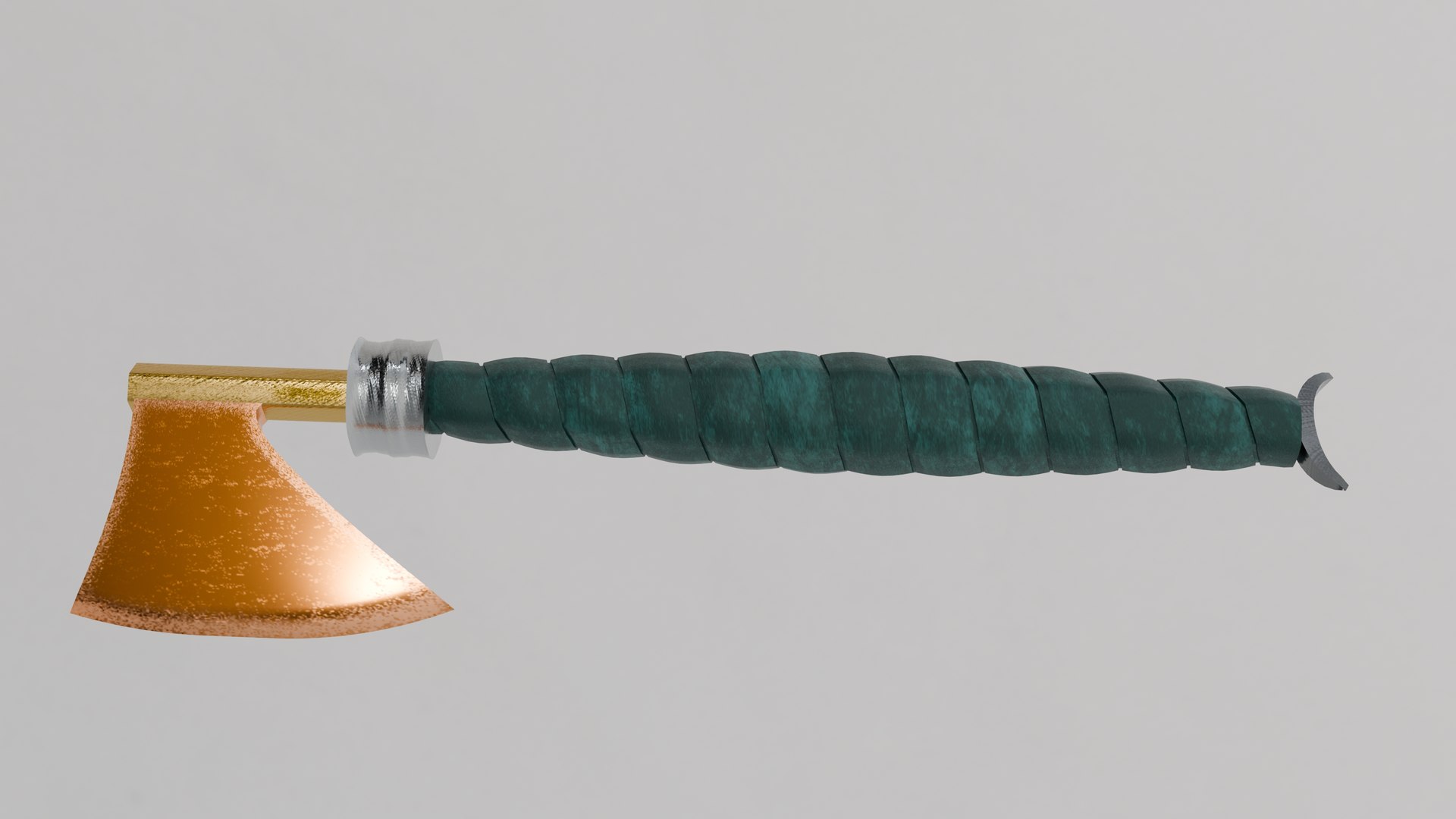 3D An Axe With A Green Sheathed Handle - TurboSquid 2204743