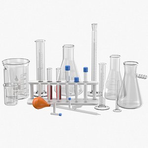 3d model set lab glassware beakers