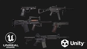 3D 5 AAA Gameready Guns Pack model