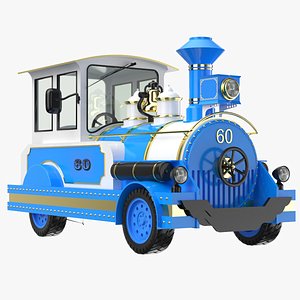 Detailed Amusement Park Train Blue