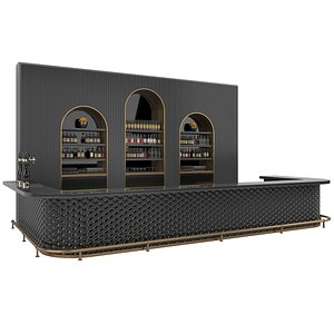 restaurant bar set 02 black ceramic counter