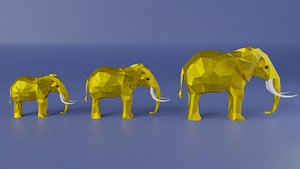 3D Gold Elephant Statue