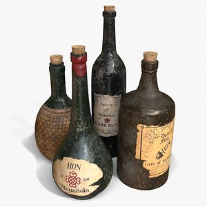 3D old bottle rum model