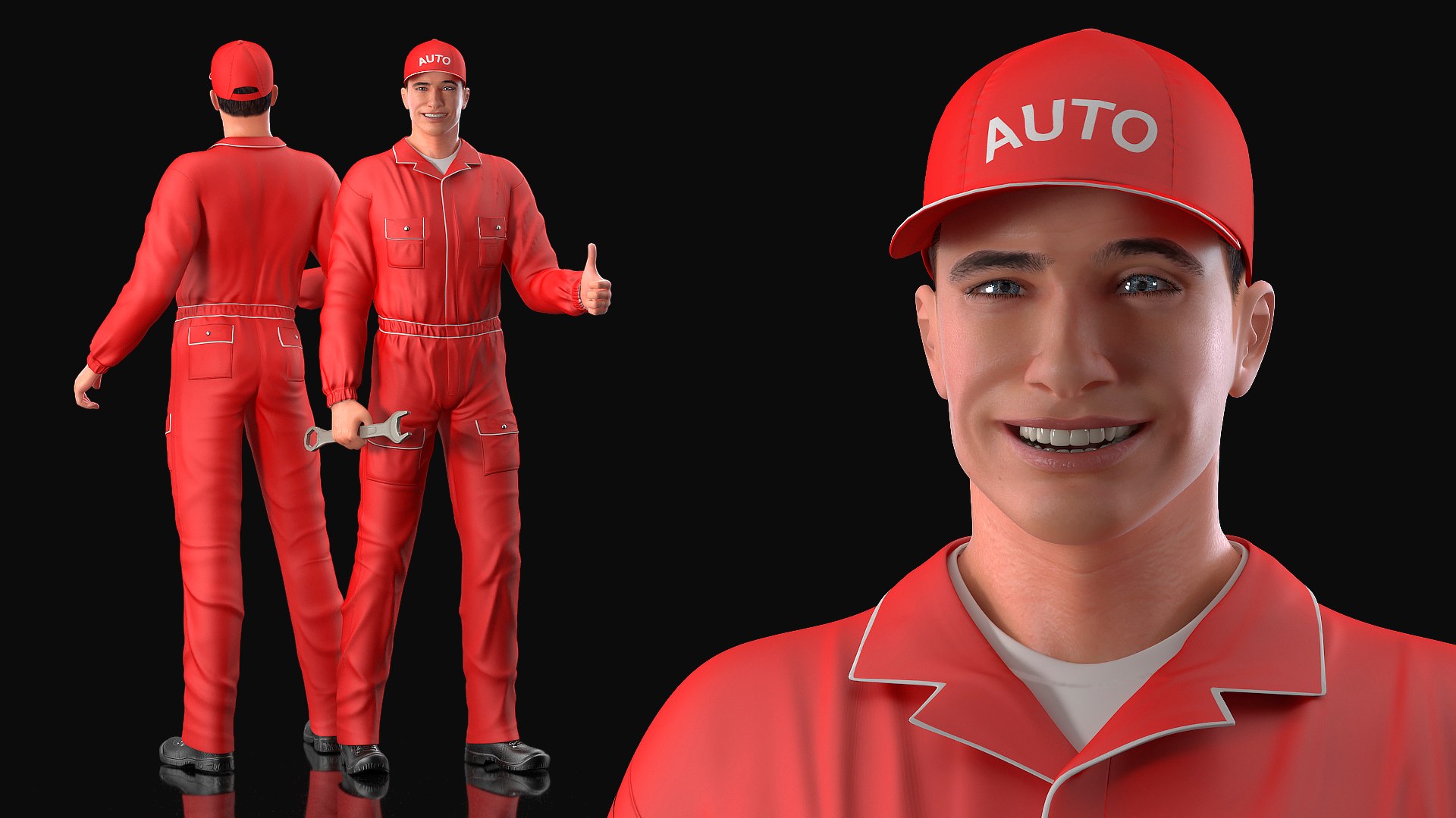 Auto Mechanic Rigged 3D model preview