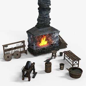 3D Medieval Blacksmith props model