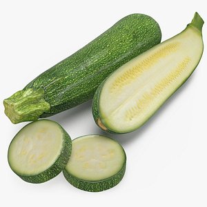 3D Fresh Green Zucchini Slices 5 model