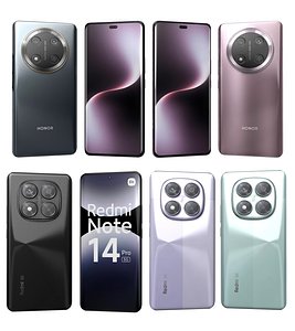 3D HONOR Magic7 Lite Titanium And Xiaomi Redmi Note 14 Pro 5G