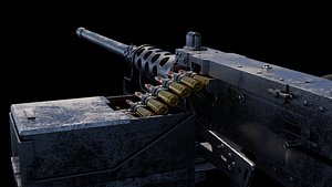 3D Browning M2 Mounted Machine Gun - Procedurally Animated