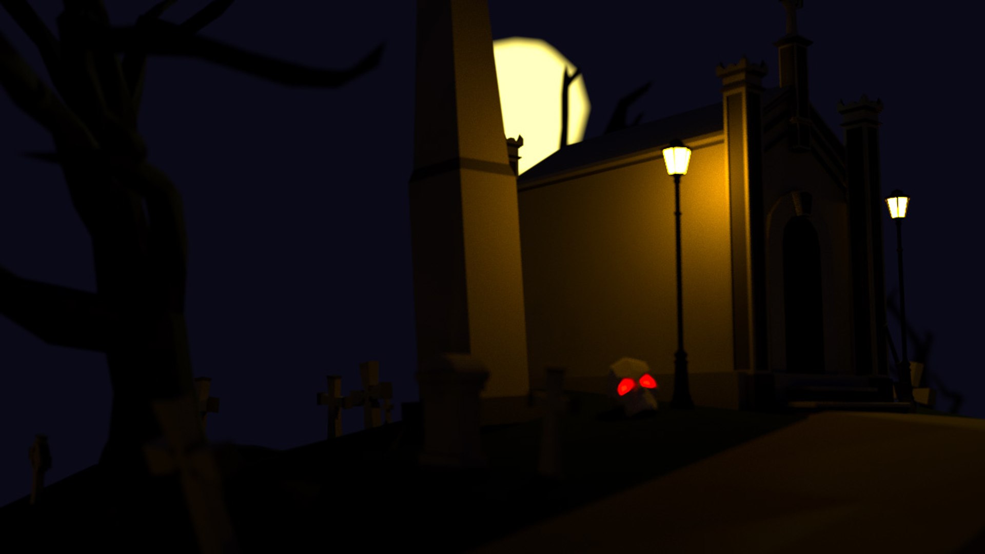 graveyard horror halloween 3d obj