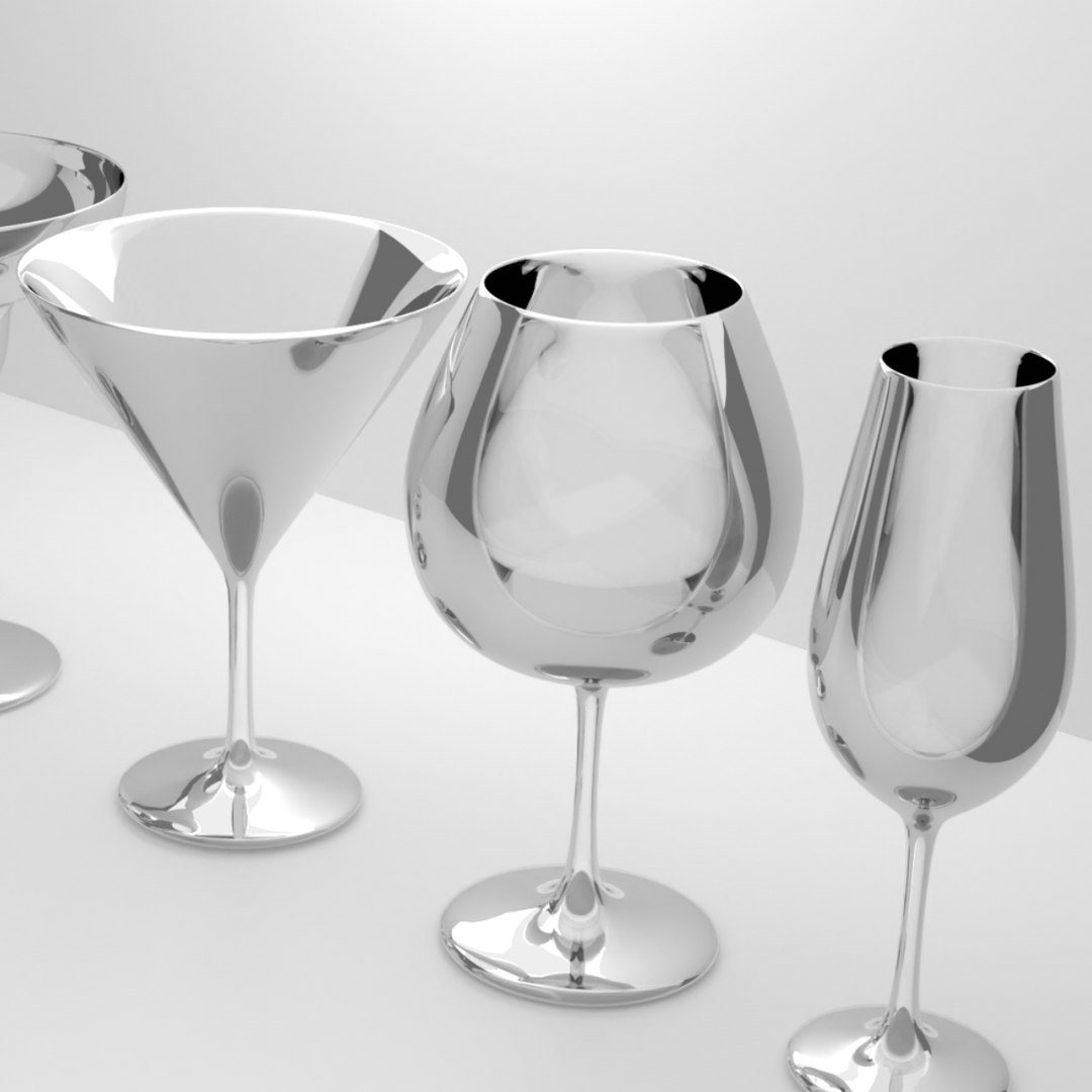 Glasses Set Wine Margarita Martini Champagne 3D Model TurboSquid 2166533