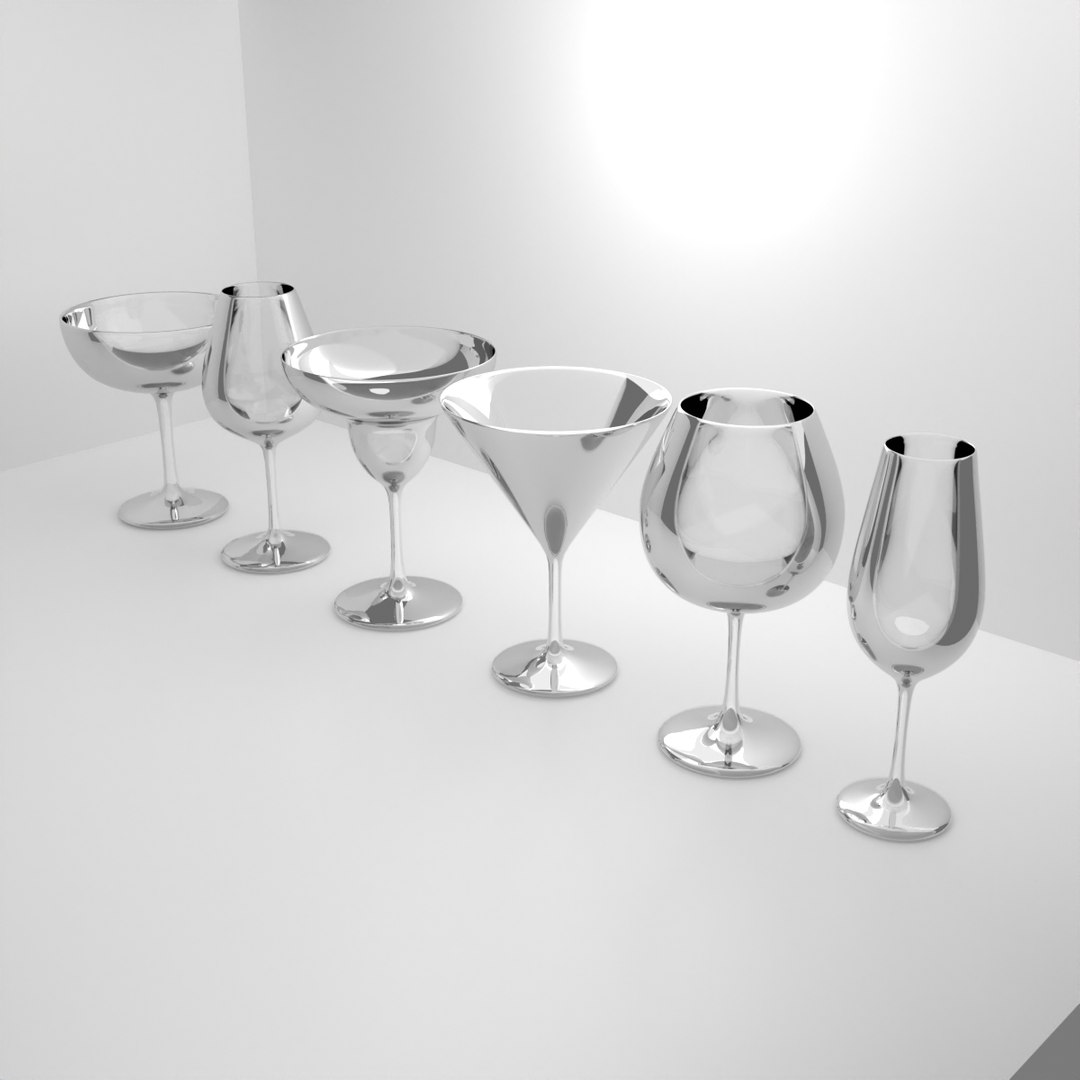 Glasses Set Wine Margarita Martini Champagne 3D Model TurboSquid 2166533