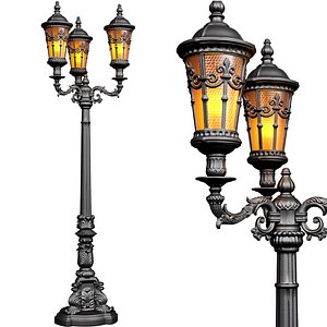 Outdoor classic street lamp light Lantern Lamppost streetlight 3D model