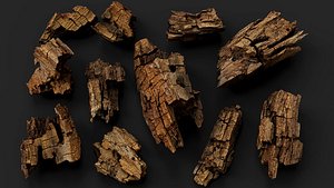 wood debris dry chunks detail PBR photogrammetry 3D