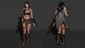 3D Native Girl - Game Ready