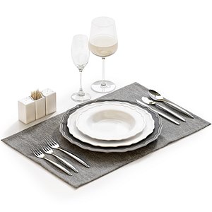 table setting 21 plates 3D model