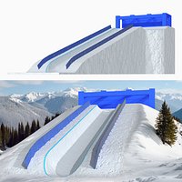 Snowboard Halfpipe Ramp Structure with Ice Walls