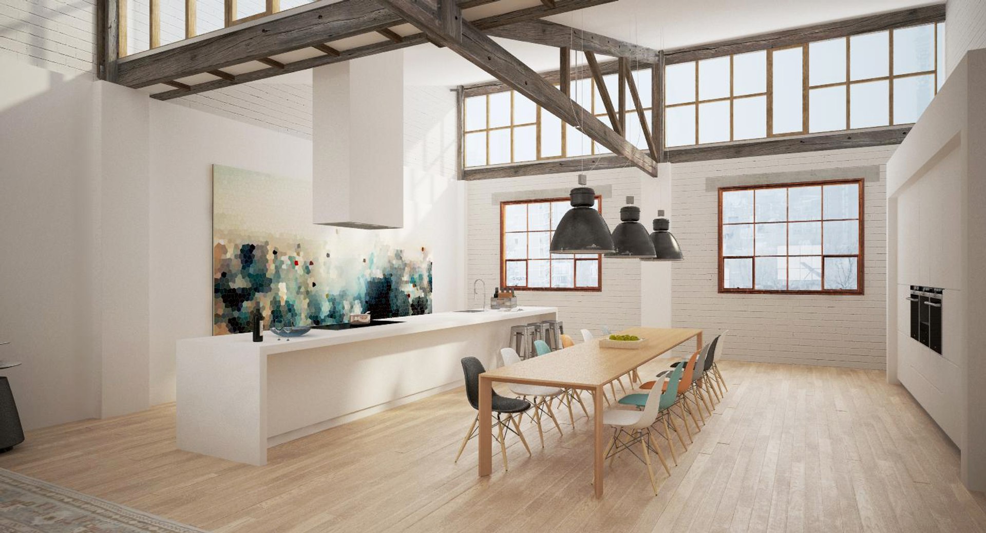 Loft Style Living Room 3d Max