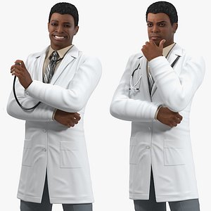 Light Skin Black Male Doctor Rigged for Modo