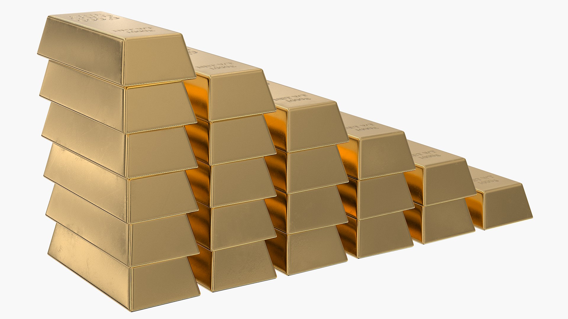 3D Model Gold Bar Stepped Stack - TurboSquid 2267271