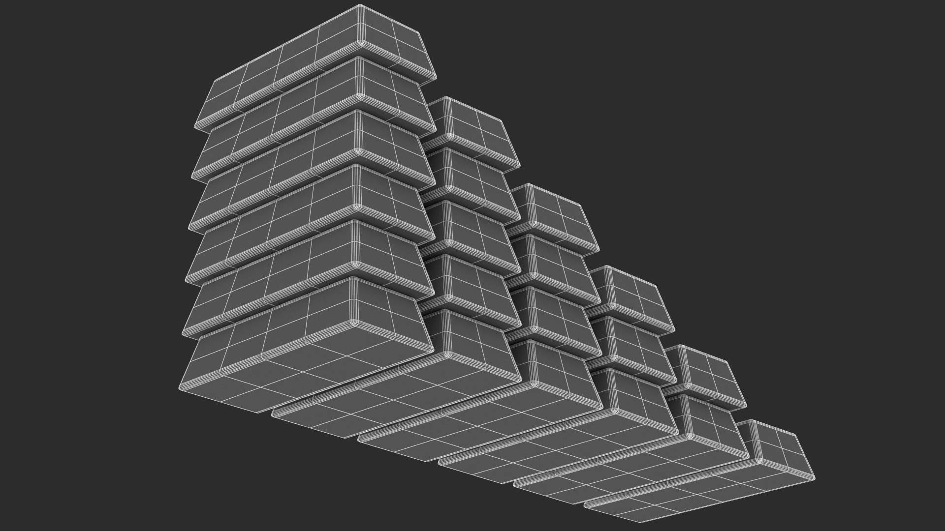 3D Model Gold Bar Stepped Stack - TurboSquid 2267271