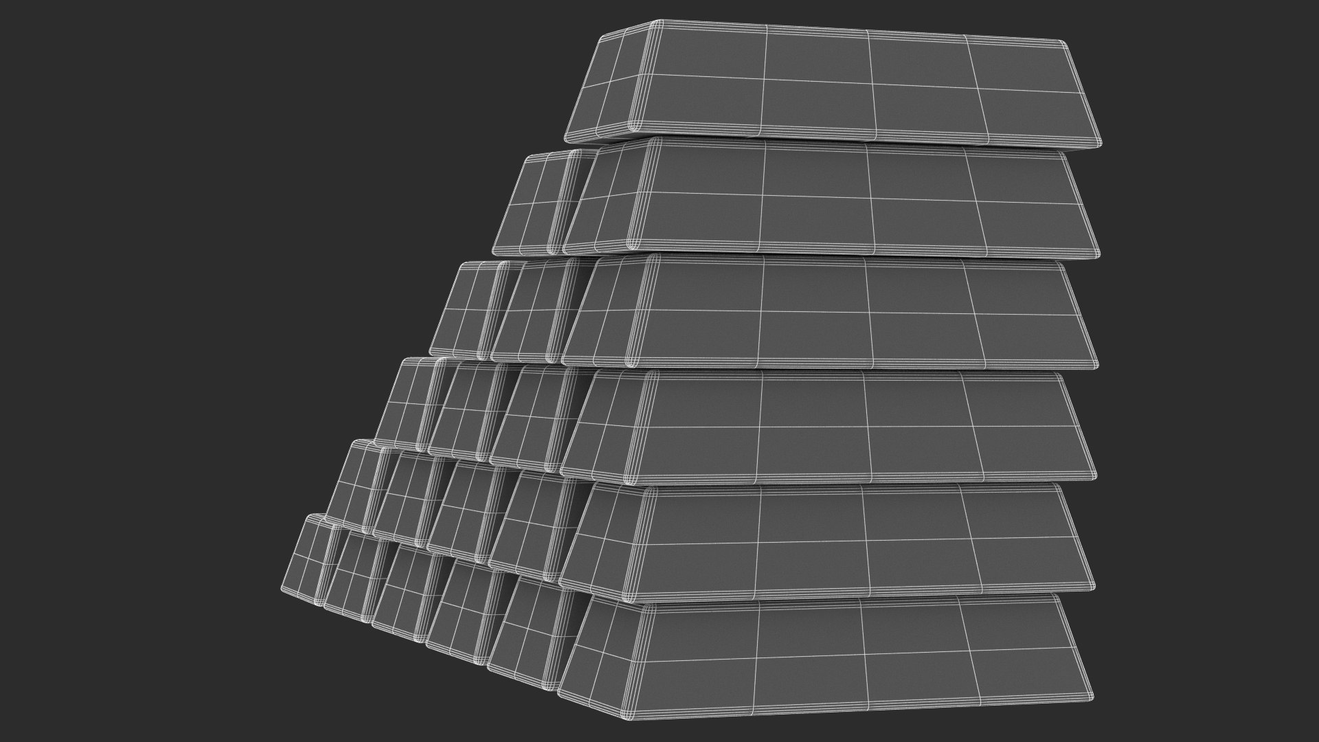 3D Model Gold Bar Stepped Stack - TurboSquid 2267271